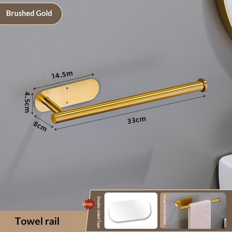 Durable Towel Holder Self-Adhesive No Drilling Bathroom Hook Stainless Steel Bathroom Organizer Kitchen Storage Rack