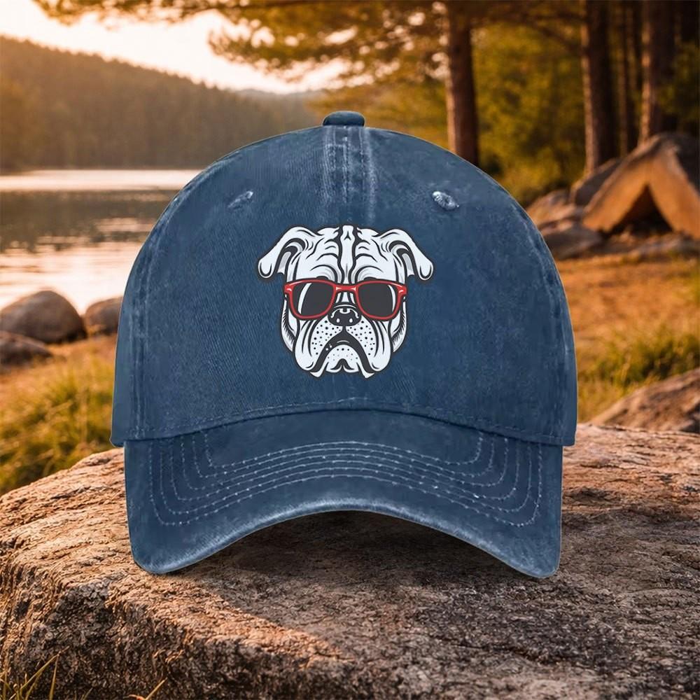 Buldog s brýlemi Baseballová čepice Praná bavlna Nastavitelná Snapback čepice pro Unisex Venkovní sporty