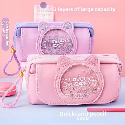 Bolsa de papelería bonita de arena movediza: Estuche Multifuncional de Gran Capacidad