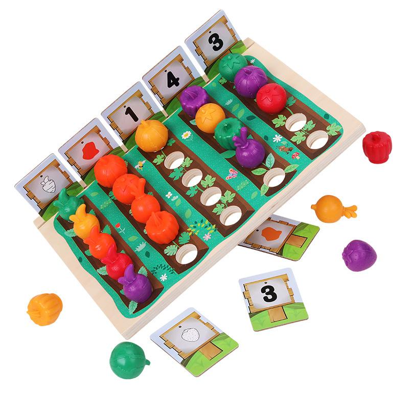 

Kids Carrot Harvest Wooden Montessori Toys Grow Fruits Vegetables Sorting Math Counting Games Toddlers Educational Toys 3-6 Year