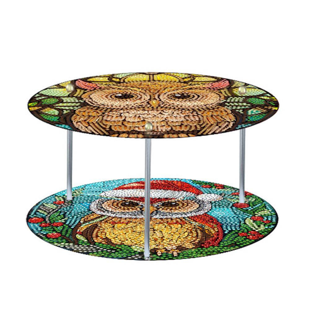 Acrylic Animal Flower 5D DIY Diamond Painting Serving Tray Colorful Diamond Food Dinner Plate for Desk Coffee Table