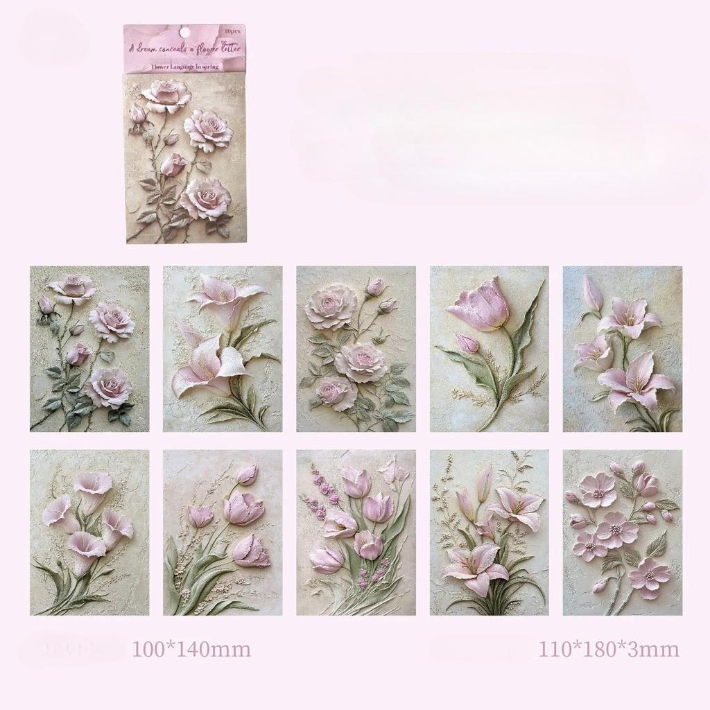 10 ks/lot Bloky na poznámky Materiálový papír Sen Skrytá květina Dopis Junk Journal Deník Scrapbooking Karty Papír na pozadí Dekorace