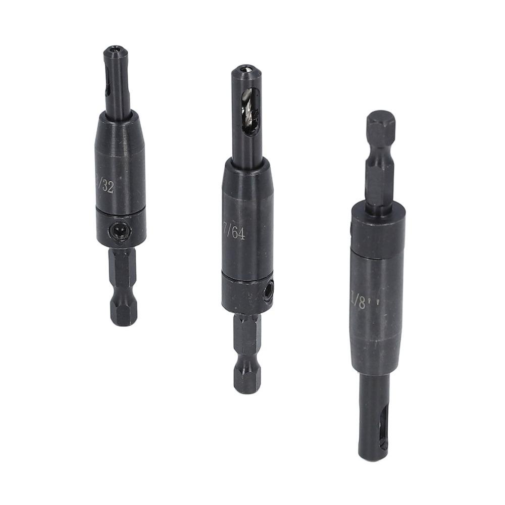 3 PCS Hex Shank Self Centering Drill Bit Set Center Drill Bit  Cabinet and Door Hinge Installation
