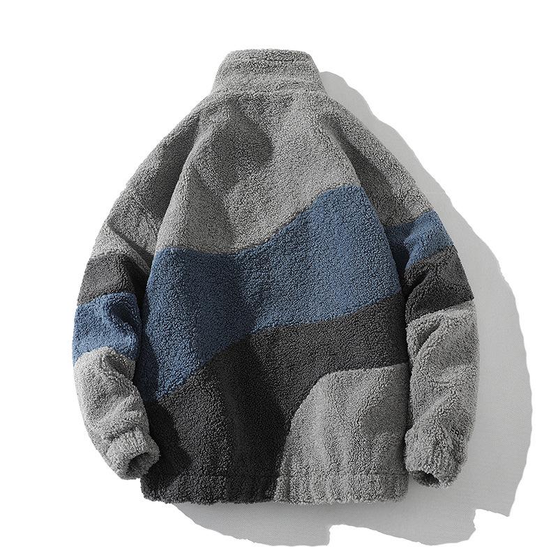 Giacca da Uomo Urbana Trendy Larga Colorblock in Lana d'Agnello