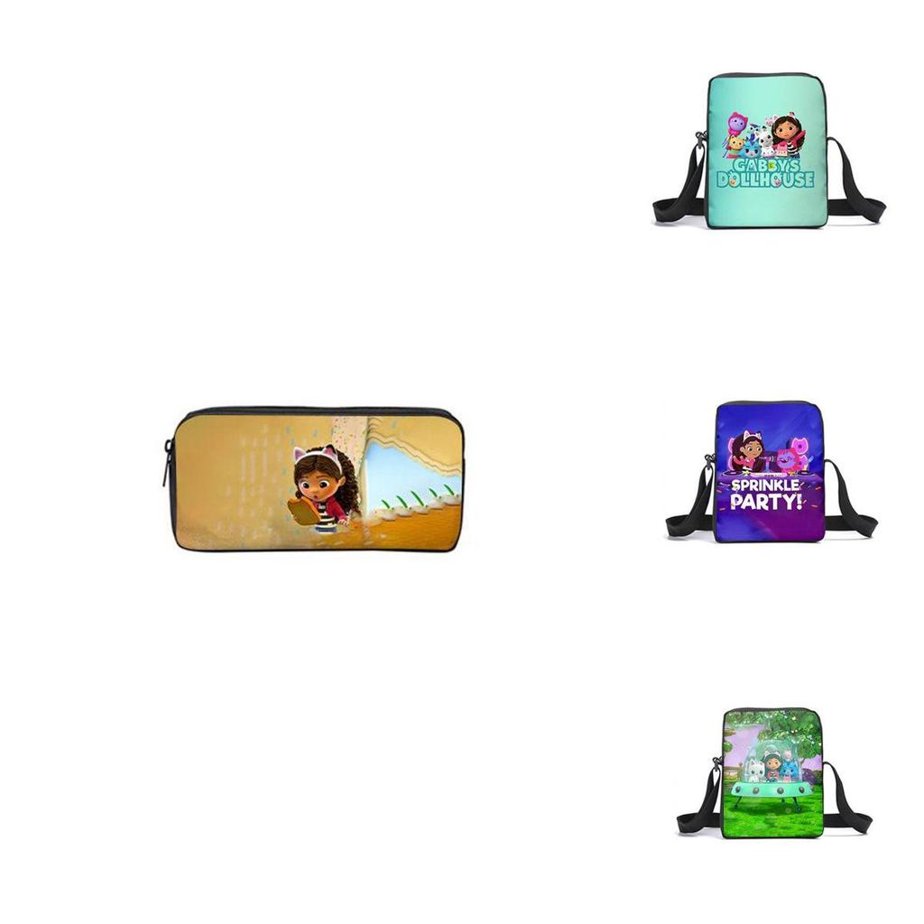 Gabby's Dollhouse Backpack Featuring Stylish Cartoon Design And Adjustable Shoulder Straps For Students