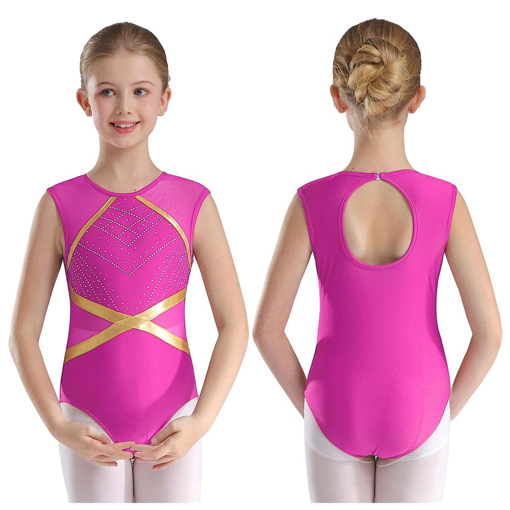 Mädchen Glänzend Bronzing Ballett Gymnastik Trikot Athletisch Activewear Training Jersey Athletisch Unitard Eiskunstlauf Kostüm