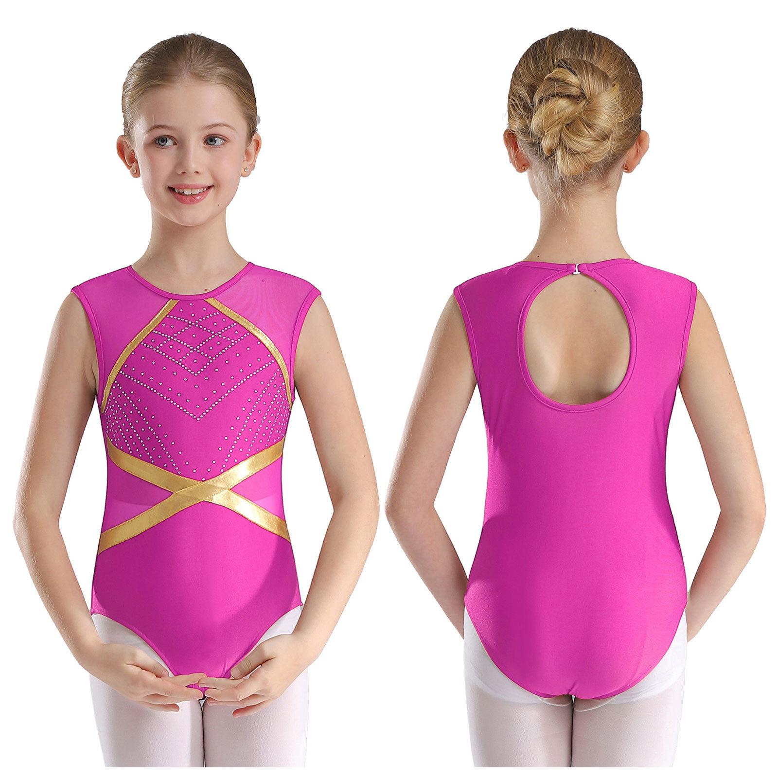 

Блискучий бронзовий балет, гімнастичний трико, спортивний спортивний одяг, тренувальний трикотаж, спортивний комбінезон, костюм для фігурного катання 9-10 Years гарячі рожевого кольору
