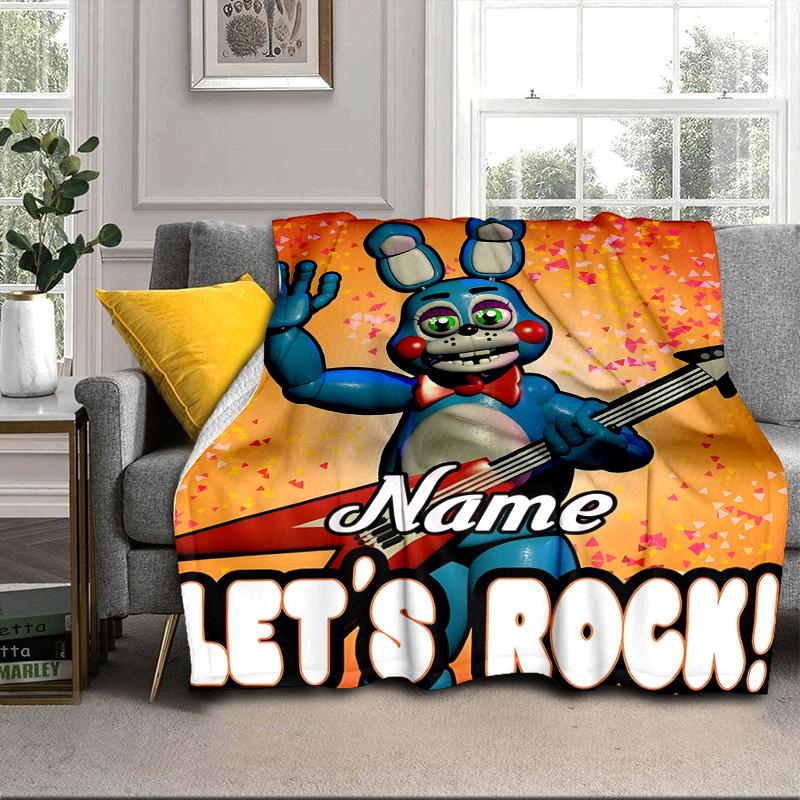 Custom Name Five Nights horror Theme Blanket bed sofa Blanket Flannel Blanket for Camping, Hiking, Picnic Essentials,gift for family and friends