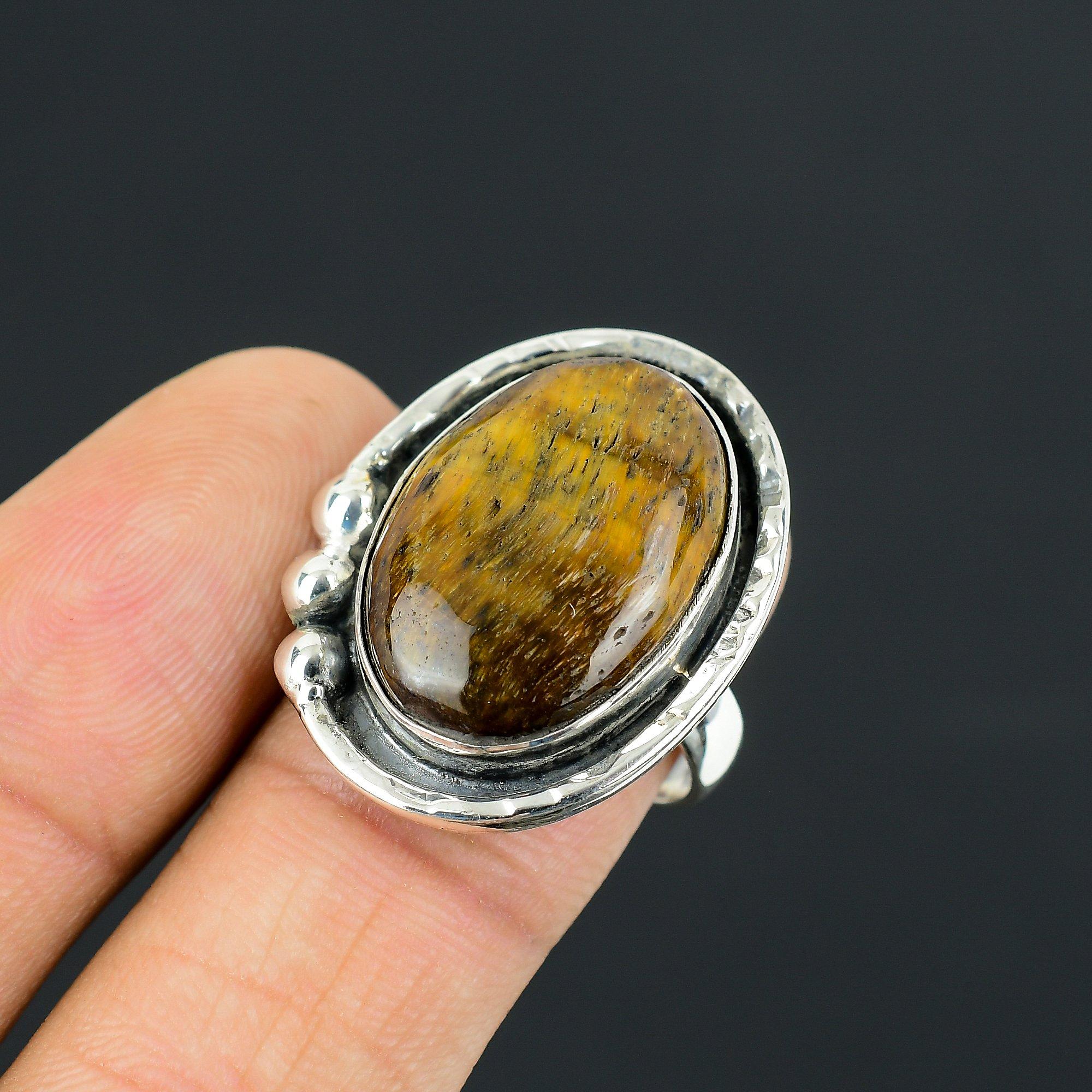 Скидка к Женскому дню Натуральный Тигровый Глаз Многокаменный Кольцо Ювелирные изделия 925 Проба Стерлинговое Серебро 9