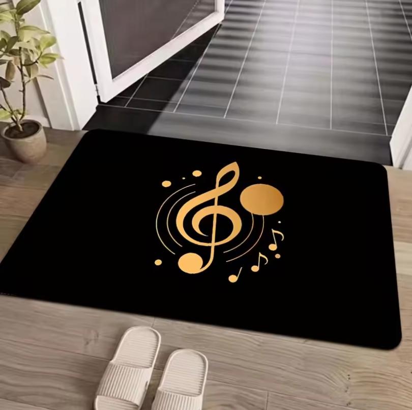 Luxury Music Note Mat for Music Lover Home Indoor Entryway Living Room Piano Room Non-Slip Super Absorbent Durable Art Decor Mat
