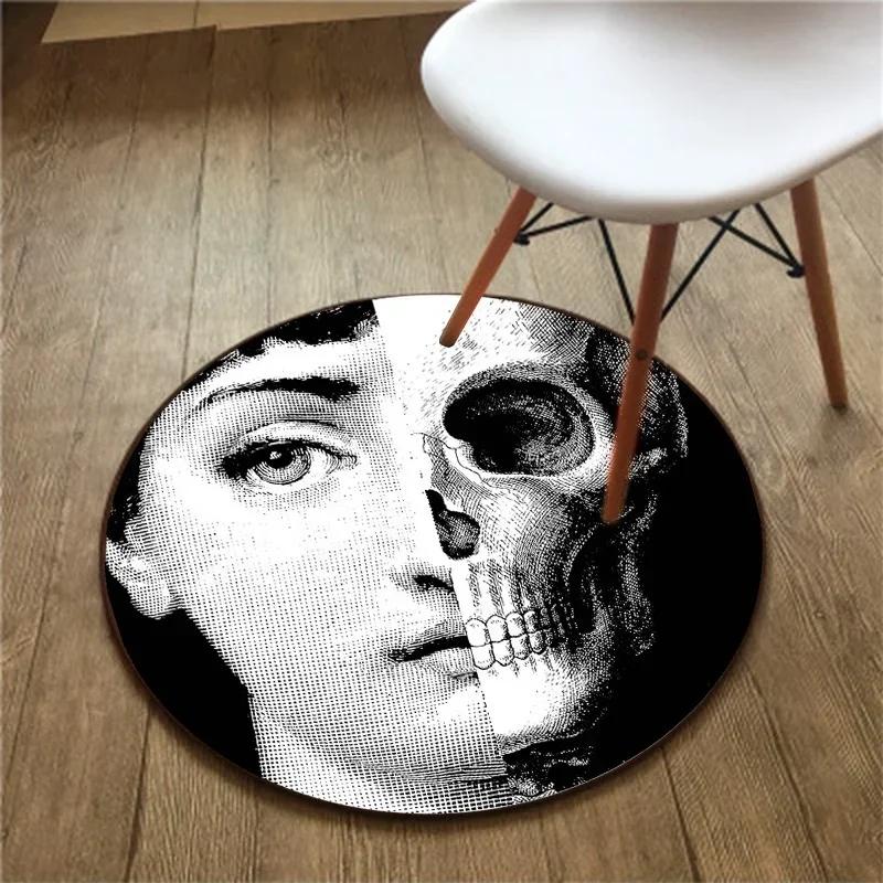 Black and White Girl Avatar 3D Carpet – Circle Rug for Living Room, Area Rug, Outdoor Rug, Room Decoration, Yoga Mat