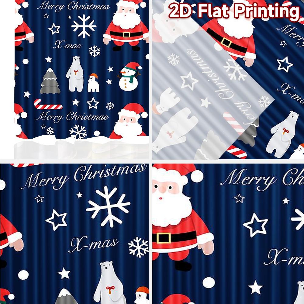 2pcs, 2D FLAT PRINTING Curtains (Without Rod) Festive Wonderland(3) Holiday Halloween Christmas Printed Curtains Yarn Curtains