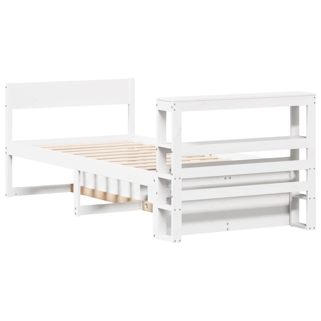 Vidaxl Rama Łóżka Bez Materaca, Biała, 75X190 Cm, Lite Drewno Sosnowe