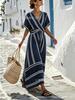 Holiday style seaside v-neck loose long dress summer new simple dress