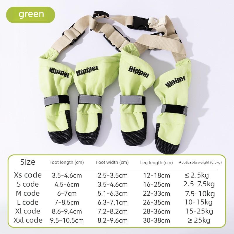 

Puppy Dog Shoes Four-legged Straps Dog Shoes Waterproof Foot Guard Pet Shoes for Medium Large Dog Non-slip Safe Puppy Boots XXL More than 25 kg зелений