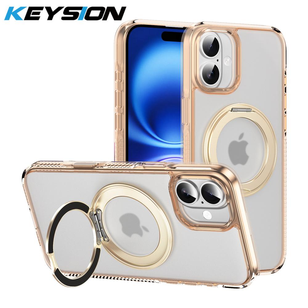 KEYSION Coque de protection pour iPhone 16 Pro Max 16 Plus avec bouton de contrôle tactile et anneau magnétique MagSafe 360, chargement sans fil, mat et transparent