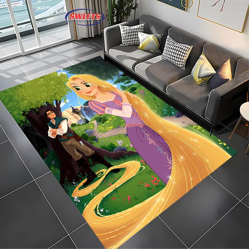 3D Princess Cartoon Carpet, Princess Rapunzel Living Room Bedroom Bed Mat, Modern Simple Style, Non-slip Durable Rug Fast Arrive