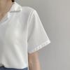 2021 Spring Retro Korean Style Women's Short Sleeve Lapel Shirt