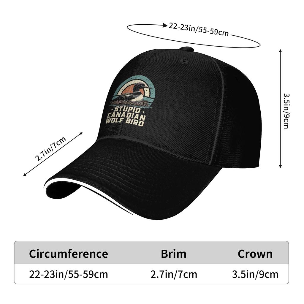 Stupid Canadian Wolf Bird Vintage Heated Hookey Loon Meme Baseball Cap Retro Trucker Hat Spring Men Outdoor Sports Snapback Cap