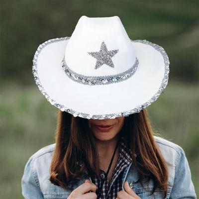 Cowboyhut Cowgirl Tragbares Kostümzubehör Pailletten gewickelt Fitness Party Jazz für