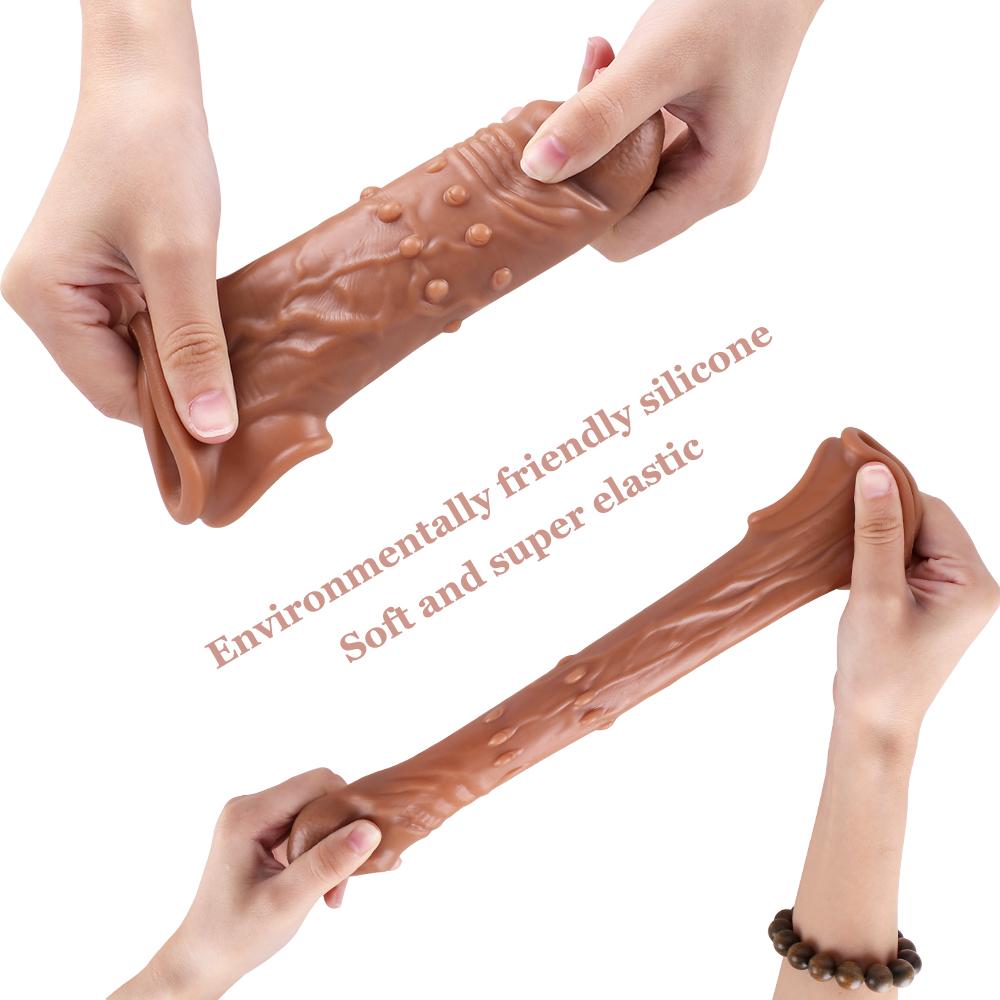 Realistic Penis Sleeve  Penis Extender Lifelike Cock Sleeve Penis Extension Penis Ring Enlarger Male Masturbator Adult Couples Sex Toys