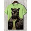 Men's Animal Funny Cat Printed T Shirt Short Sleeved Tees Tops 3D Print O-Neck Shirts Party Summer Casual Men's Clothing Apparel