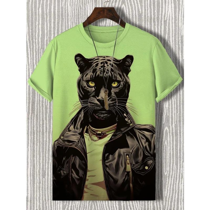 Men's Animal Funny Cat Printed T Shirt Short Sleeved Tees Tops 3D Print O-Neck Shirts Party Summer Casual Men's Clothing Apparel