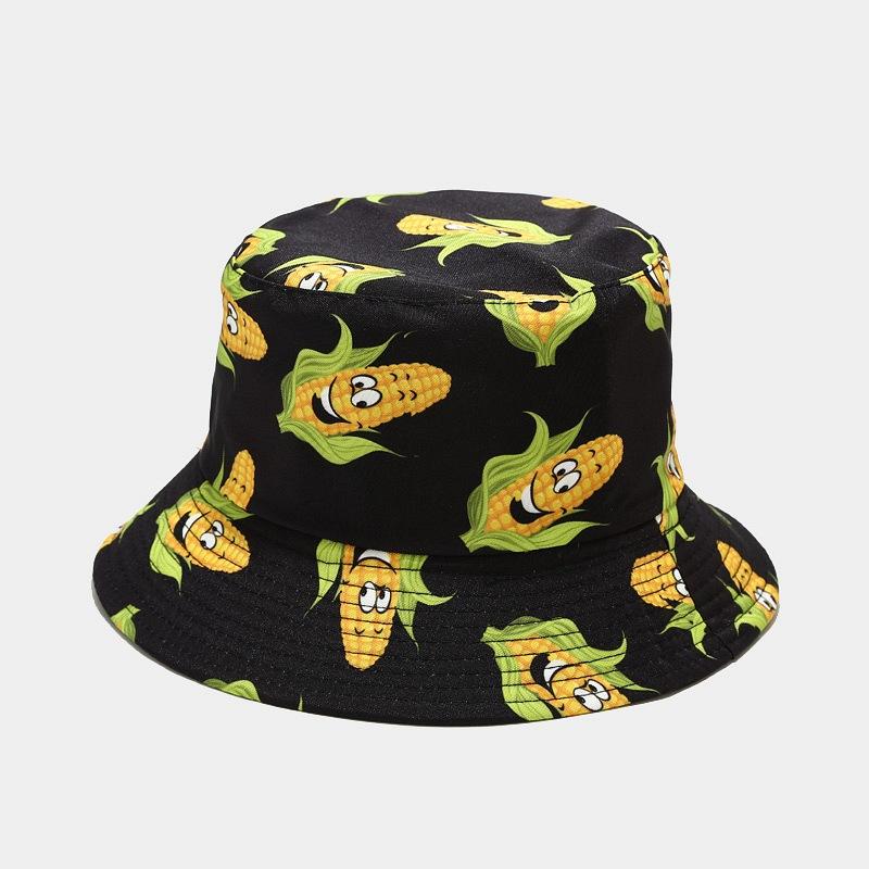 Sombrero de pescador con estampado creativo de vegetales para mujer, sombrero para el sol para exteriores, de verano, versátil
