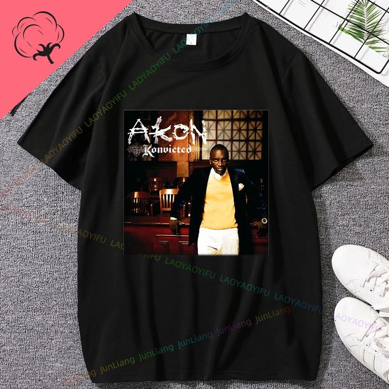 Najlepsze z Akon Klasyczna Okładka Albumu Najlepsze Ubrania Y2k dla Kobiet Męska Koszulka z Nadrukiem Luźne i Dopasowane Damskie Goth