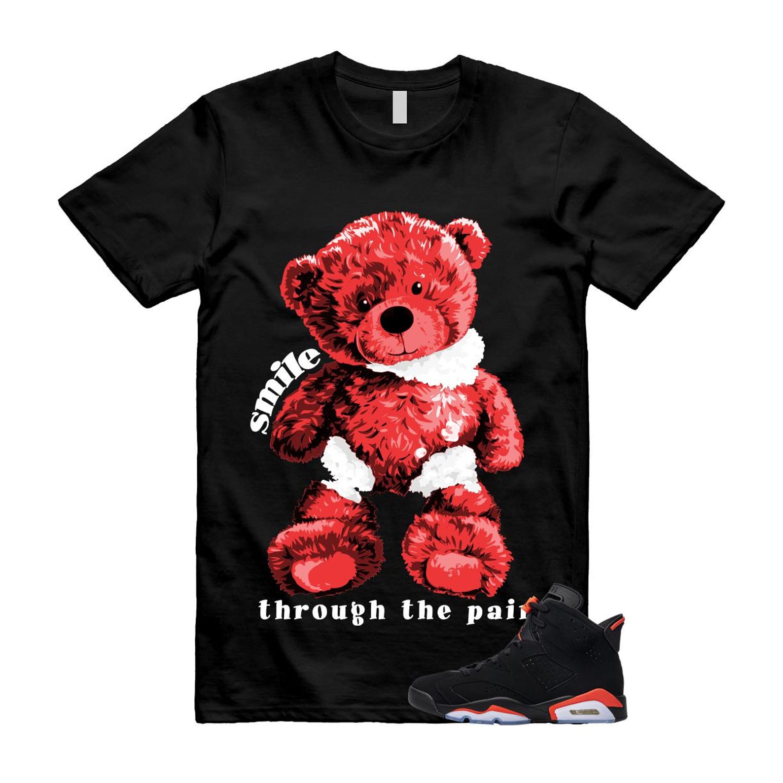 6 Infrared Salesman Black Red T Shirt Match SMILE 2XL