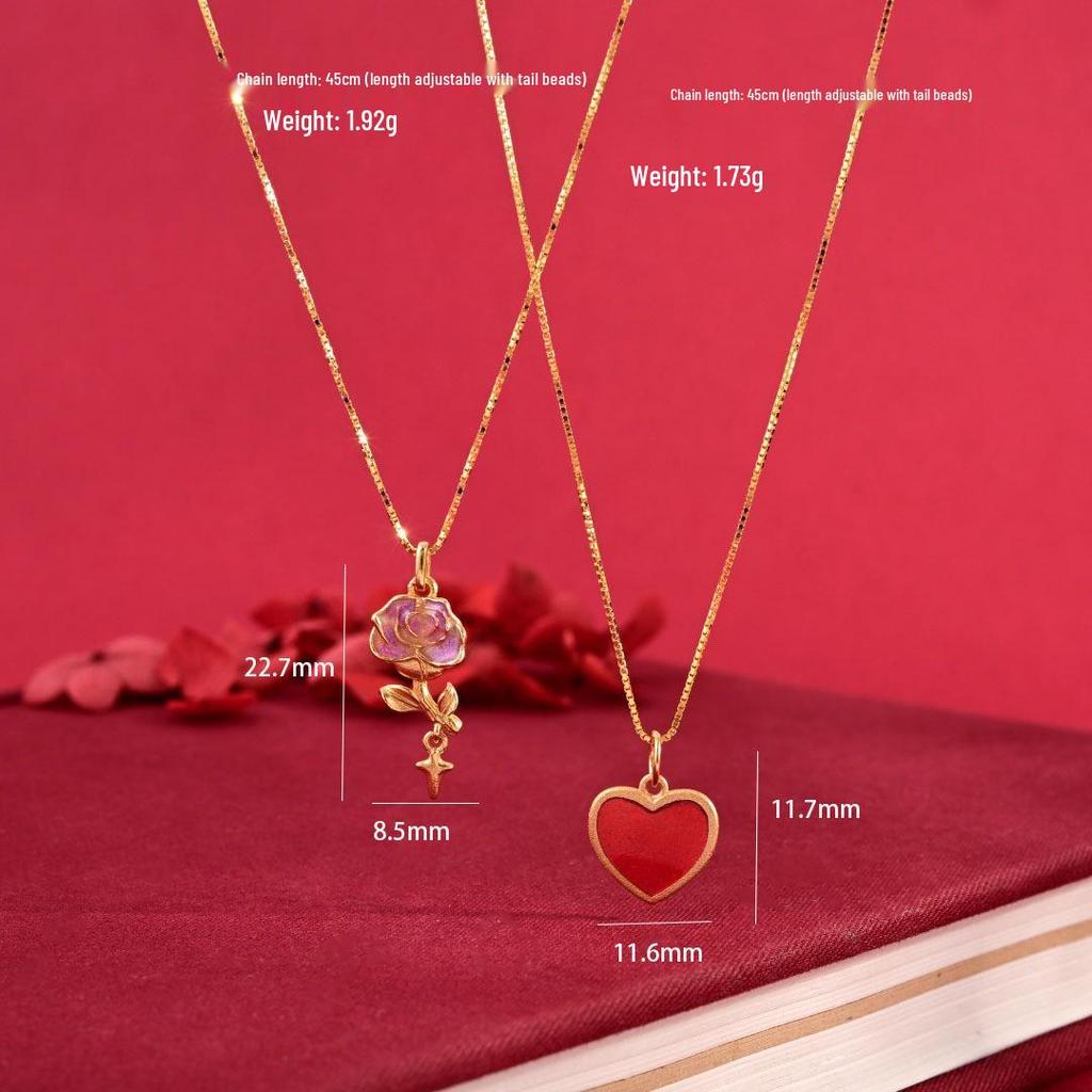 Elegant S925 Sterling Silver Heart Rose Pendant Necklace for Women - Exquisite, Luxurious & Stylish (X105)
