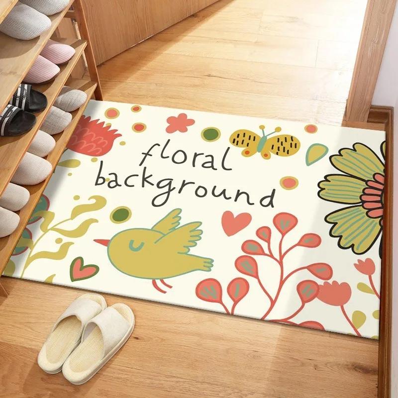 Cute Cartoon Pattern Door Mat with Animals Flowers Designs Floor Mat for Home Entrance Decor Adding Playful Charm