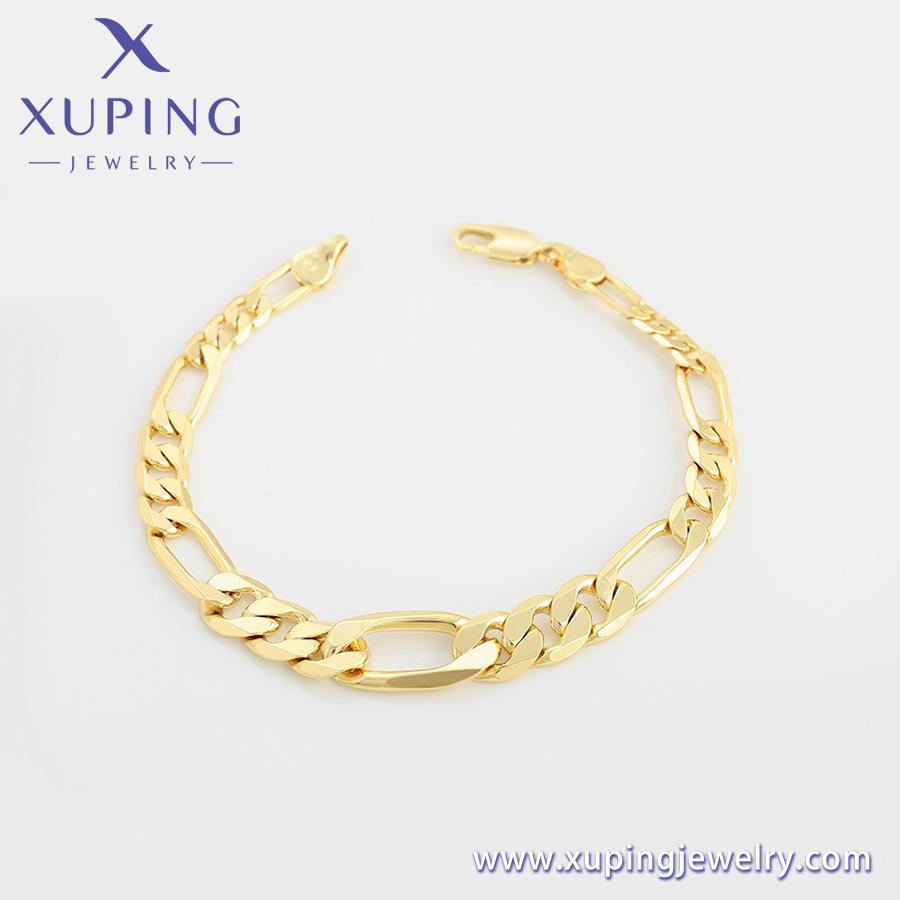 S00113589 Xuping 14K Goldfarbe Premium-Textur Hip Hop Cuban Chain Umweltfreundliches Kupfer Schwere Kette Schmuckset