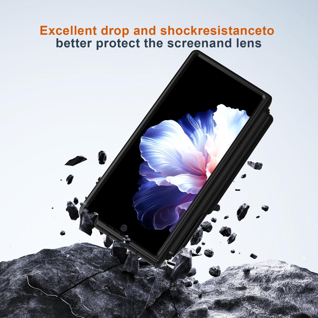 With Touch Pen Hinge Case for Samsung Galaxy Z Fold 6 5 4 3 Armor Stand Full Lens Protection Tempered Film Folding Cover