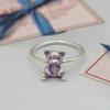 Ollia Teddy Bear Layered Solid 925 Silver Ring
