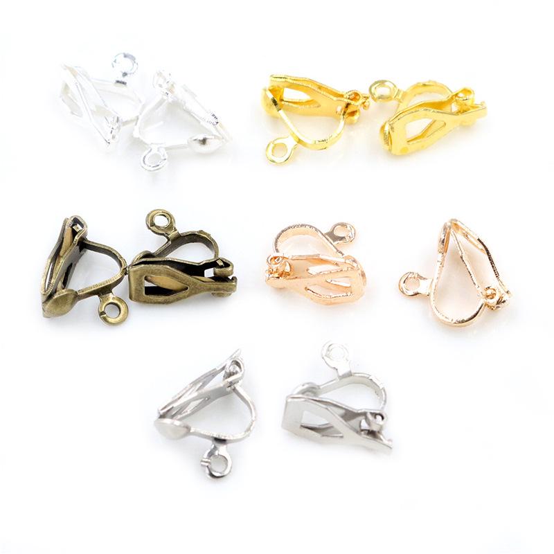 50 Pcs DIY Non-Piercing Triangle Ear Clip Jewelry Accessories with Pendant, Iron-Plated, 25g