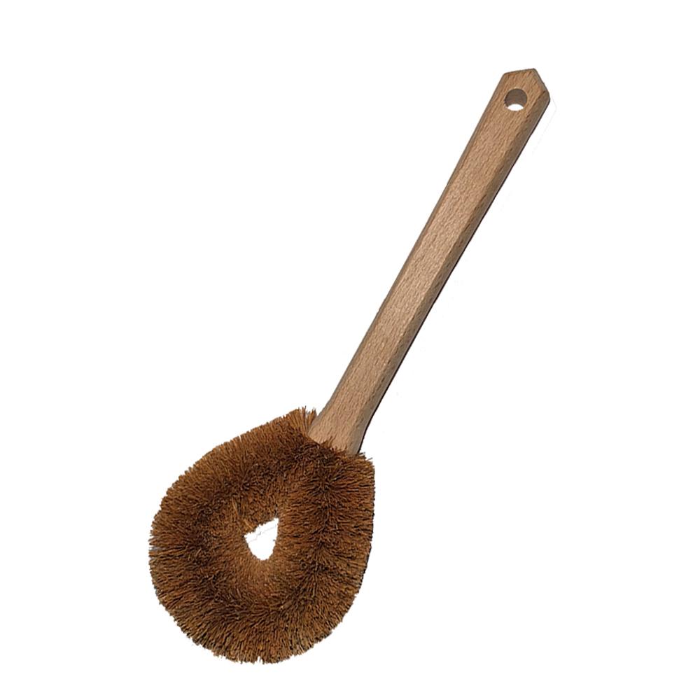 1/2pcs Natural Wood & Coconut Bristle Kitchen Cleaning Brushes with Long Handles - Reusable, Non-Electric Scouring Pads for Pots