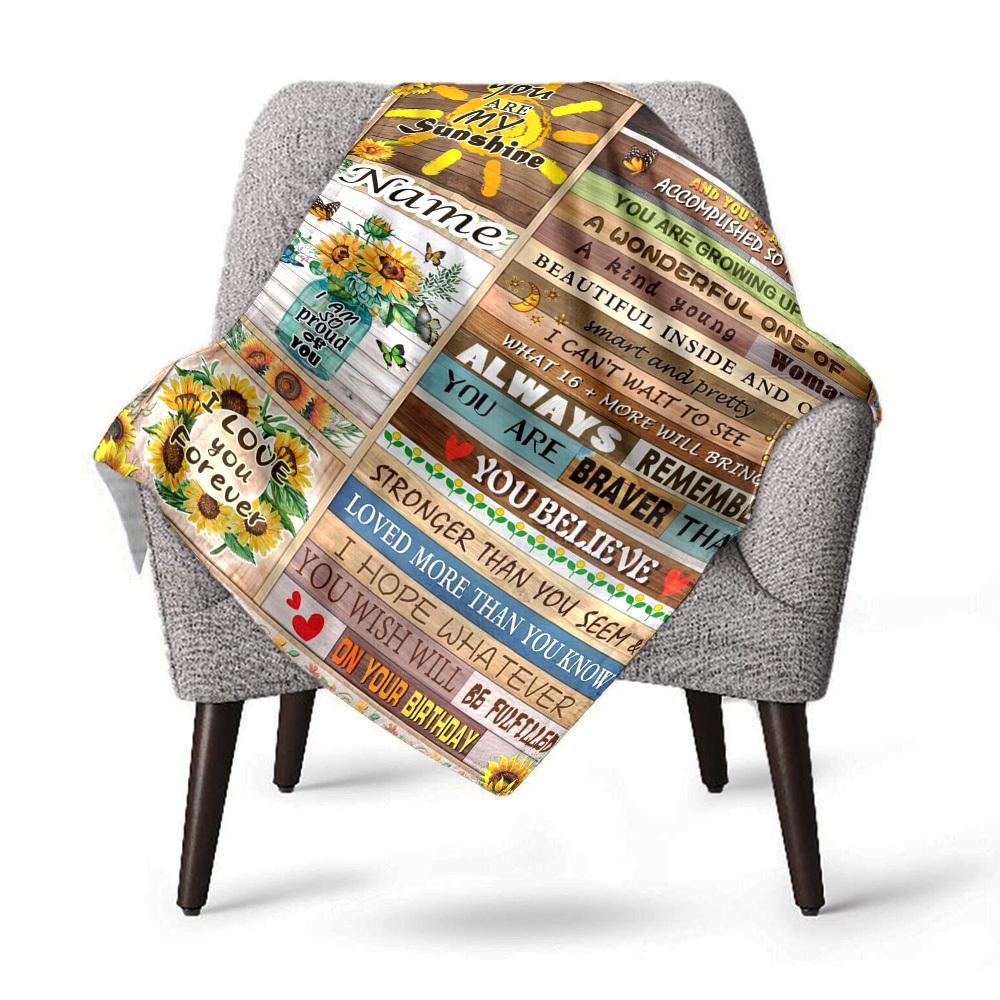 Personalized Birthday Gift For Her You Are My Sunshine Home Customize Your Name Blankets Soft Cozy Lightweight Allseason Multipurpose Blanket Suitable