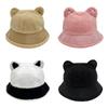 Fuzzy Faux Fur Fisherman Cap Fluffy Plush Warm Hats Cat Ear Fisherman Cap  Outdoor Wear