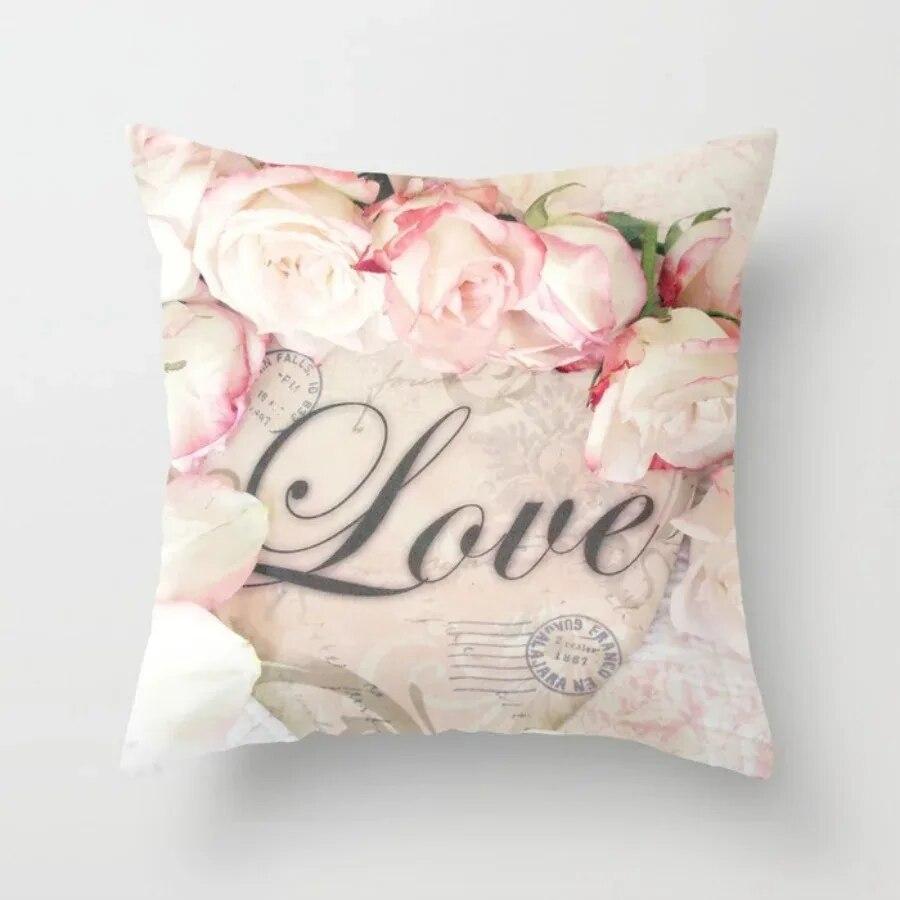Luxurious Living Room Decoration Square Cushion Oil Painting Flower Pillowcase Decorative Pillow