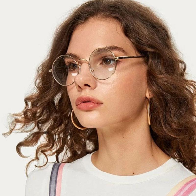 Fashion Round Shape Glasses Frames for Women Trendy Stylish Metal Frame Glasses Women High Quality Frames Woman