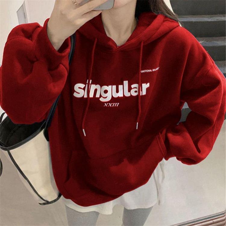 Women's Loose Hooded Sweater Coat New Autumn Winter Top