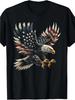 T-shirt Graphique Homme Aigle Patriotique & Drapeau USA - 100% Coton, 180g, Col Rond T-shirt Unisexe