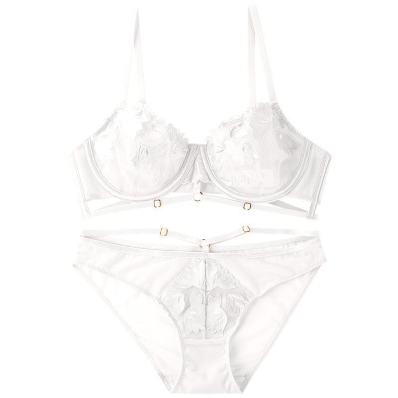 

Высококачественный сексуальный кружевной вышитый красивый бюстгальтер с открытой спиной, для большой груди, создает эффект маленькой груди, собирающий, ультратонкий, женский бюстгальтер 70B белый