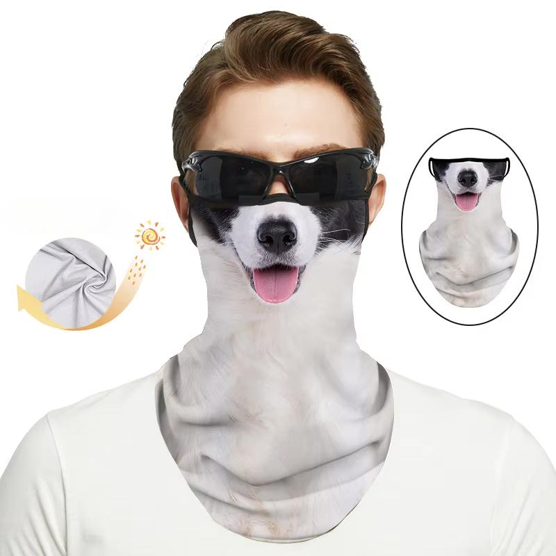 Creative Cat Dog Pattern Outdoor Sport Sunscreen Mask Road Riding Half Face Protective Mask Summer Breathable Ice Silk Face Mask