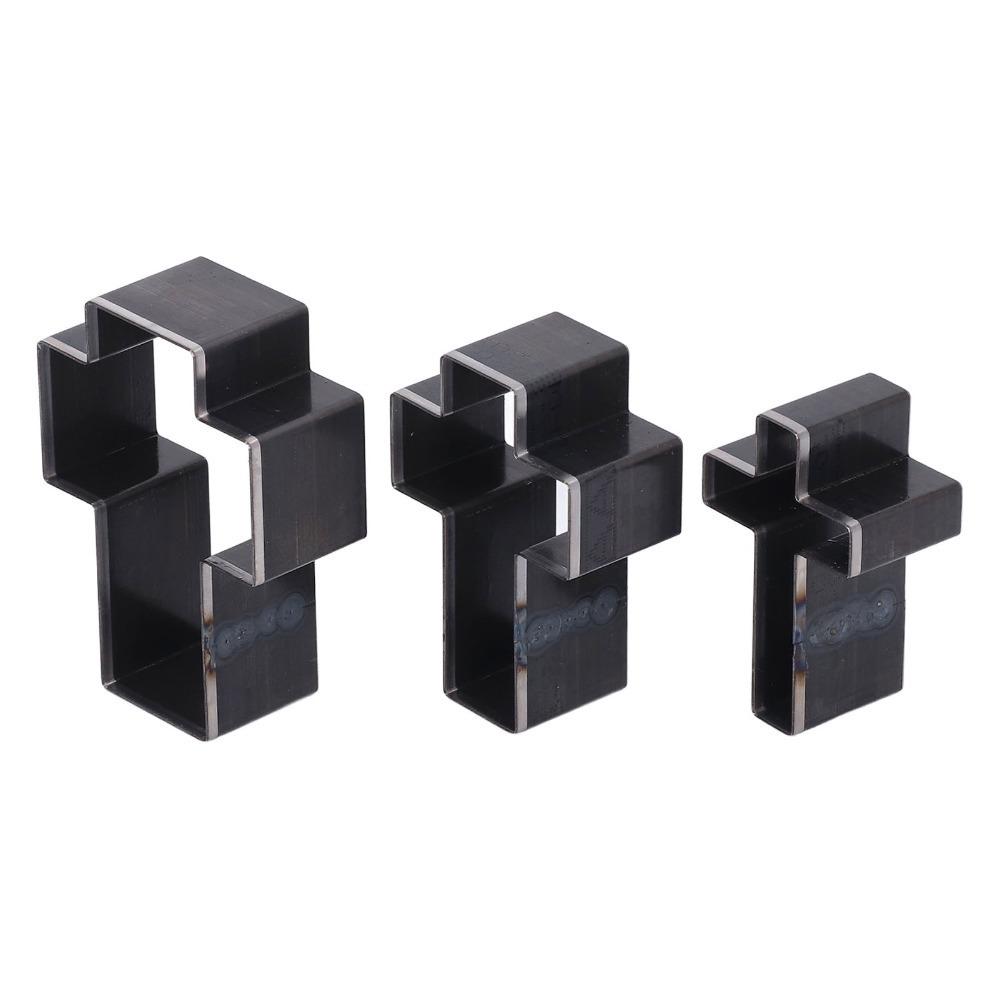 

3PCS No Rough Edges Crossed Shape Hollow Punch Black Manual Leather Punch Tool For Leather Crafts