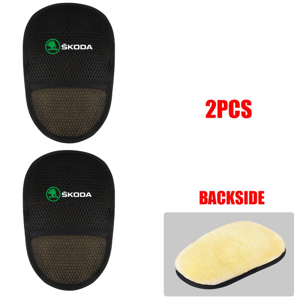 BBIB4 Car Plush Cleaning Gloves Thickening Wool Wash Towel For Skoda S Logo Octavia Fabia 2 Superb 2 Kamiq Kodiaq VRS VII Accessories