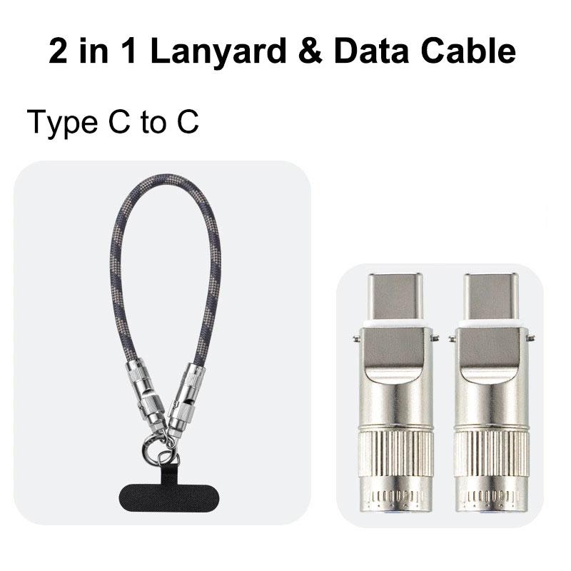 New Design Type C Portable Braided Wrist Strap Neck Strap Crossbody Lanyard Fast Charging Data Cable for Mobile Phone