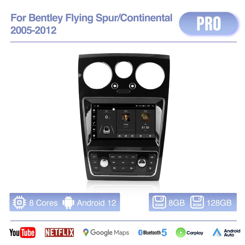9 Inch Android12 MediaCarPlayer For Bentley Flying Spur/Continental 2005-2012 GPS Navigation 8Core 8+256G CarPlay 4G 360Camera