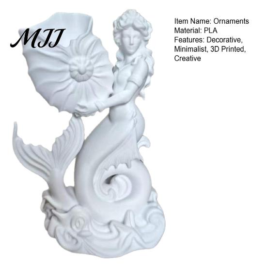 Matte White Shell Flowerpot 3D Printed Mermaid Conch Storage Ornament, Mini Decorative Air Plant Holder Flowerpot, Creative Desktop Organizer for Home